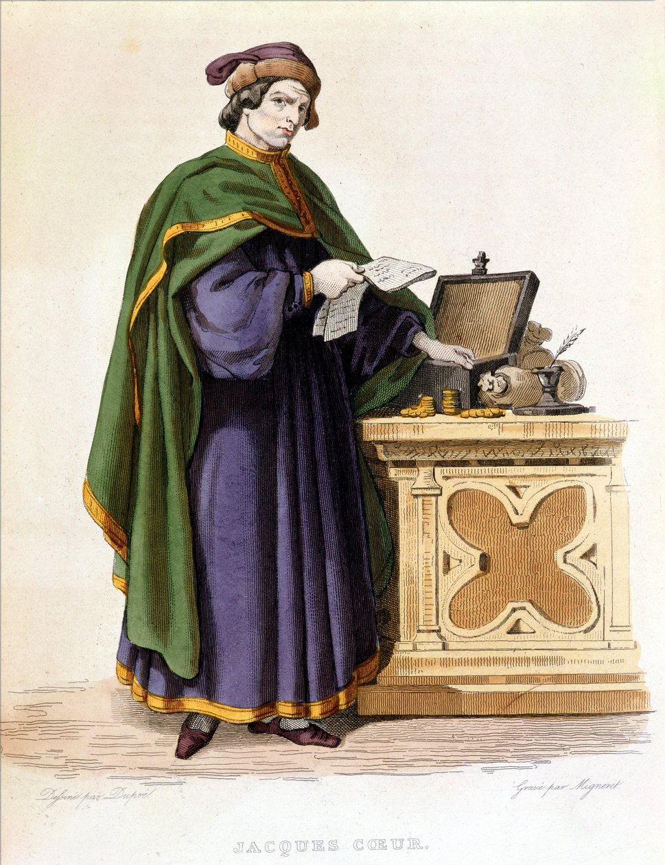 Jacques Coeur (ca. 1395-1456), graviert von Mignaret nach einer Zeichnung von Dupre, ca. 1840 von Dupre