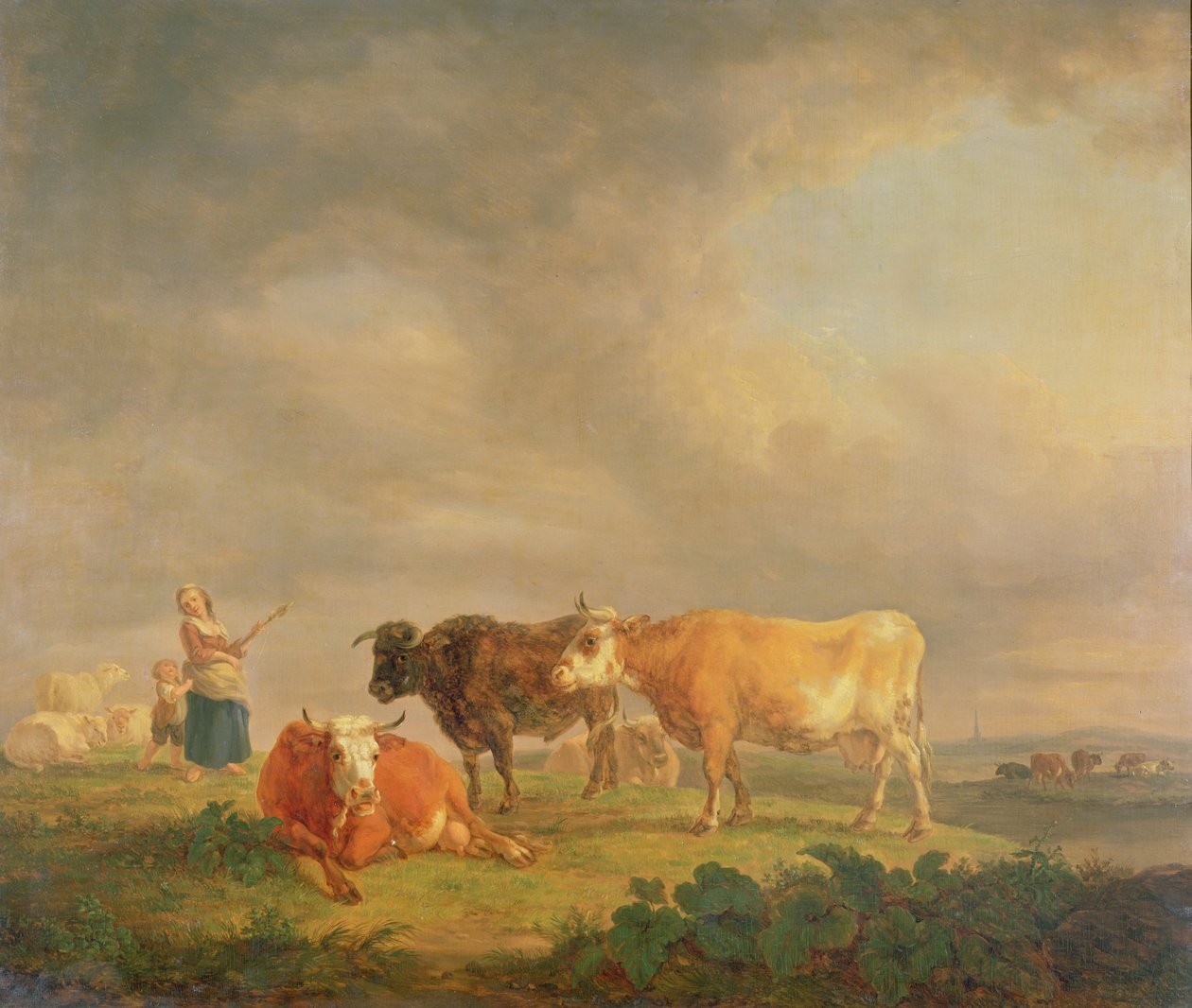 Weidende Rinder in einer Landschaft, um 1820 von Dutch School