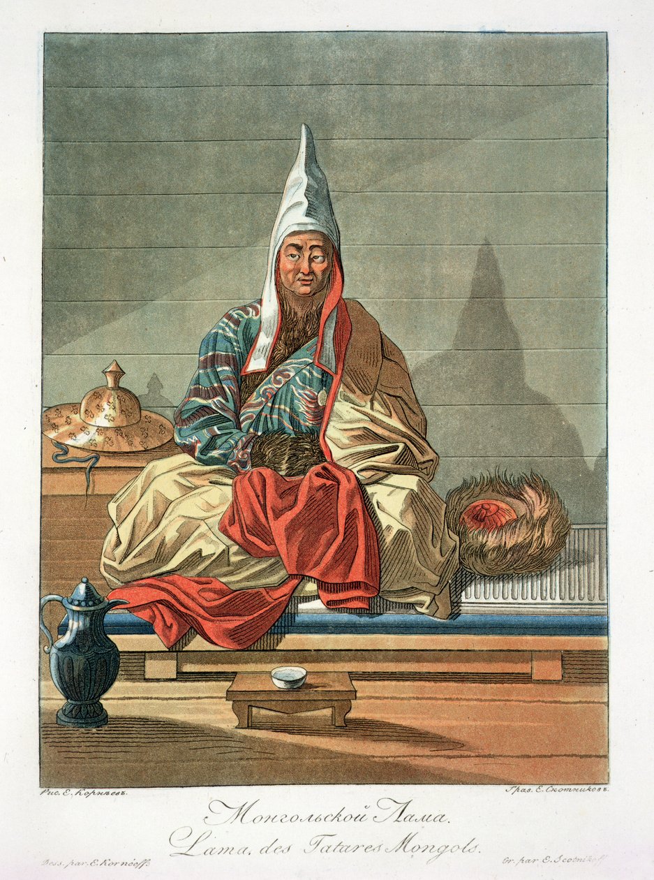 Lama der mongolischen Tartaren, graviert von Jegor Skotnikoff (1782-1843) von E. Karnejeff