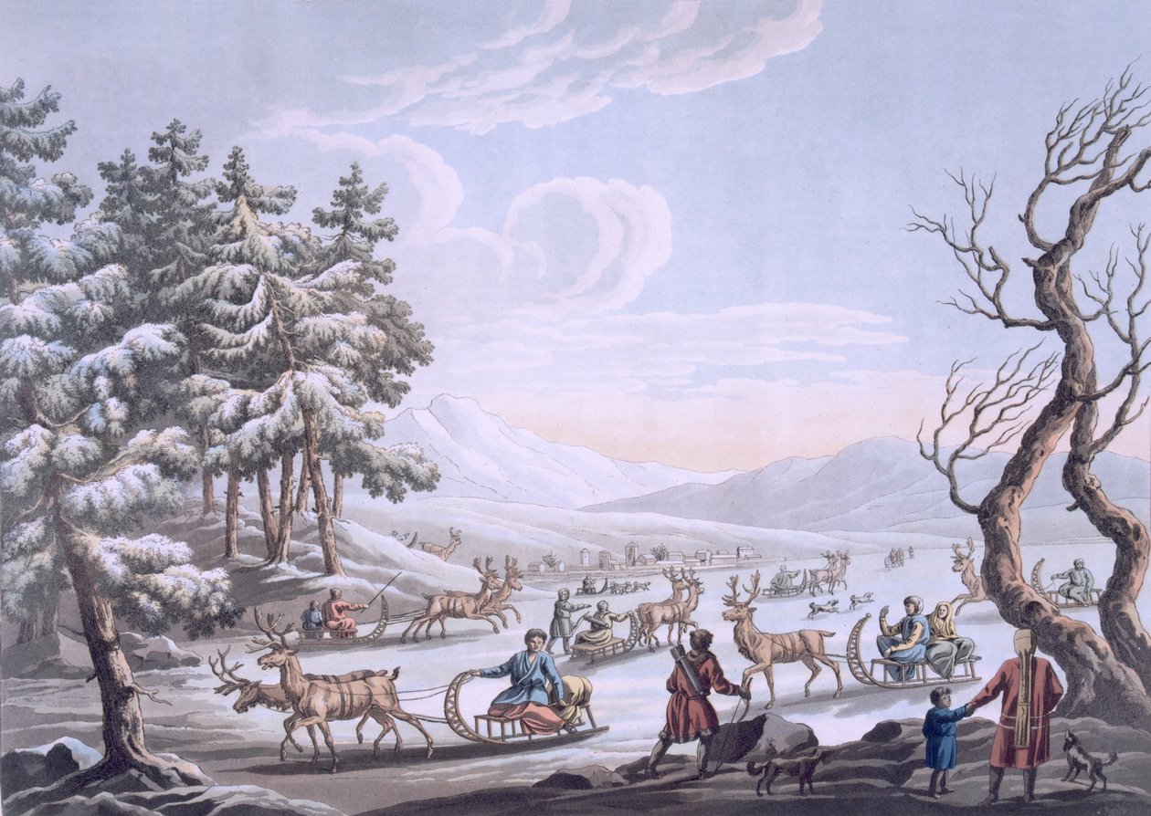 Tungusen verlassen das Winterlager, 1812-13 von E. Karnejeff