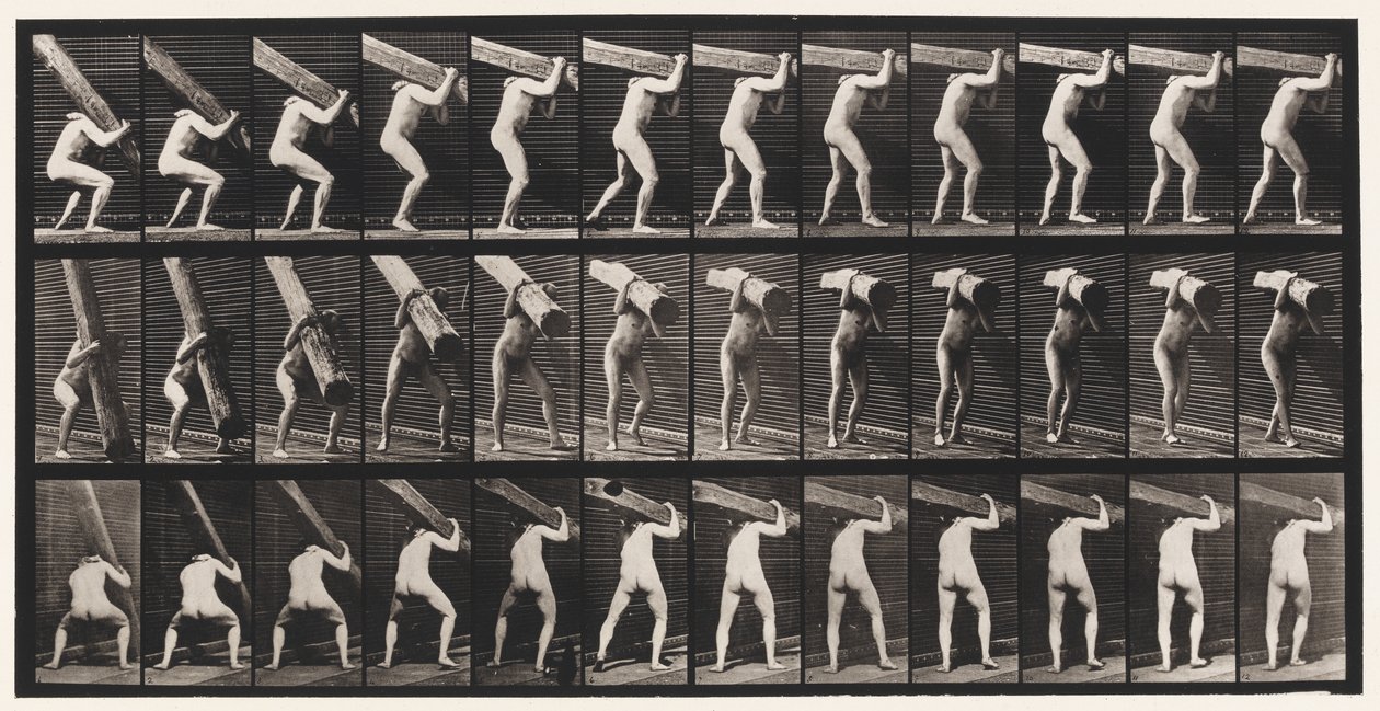 Tafel 383. Einen Baumstamm auf die Schulter heben von Eadweard Muybridge