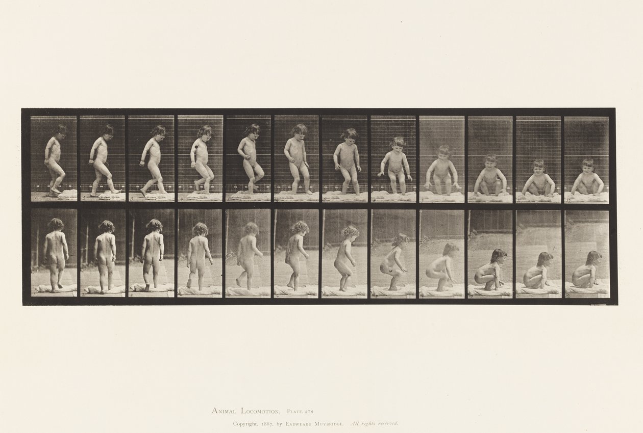 Platte 476. Kind, setzt sich auf den Boden von Eadweard Muybridge