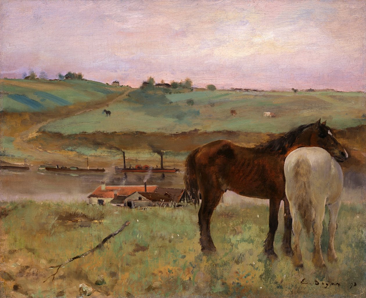 Pferde auf einer Wiese von Edgar Degas