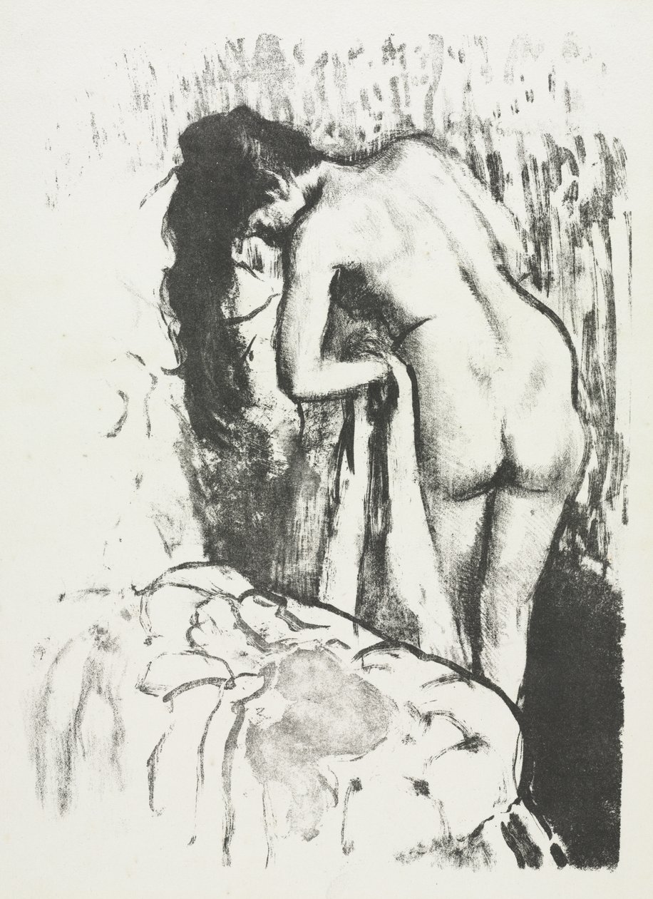 Nackte Frau steht und trocknet sich ab von Edgar Degas