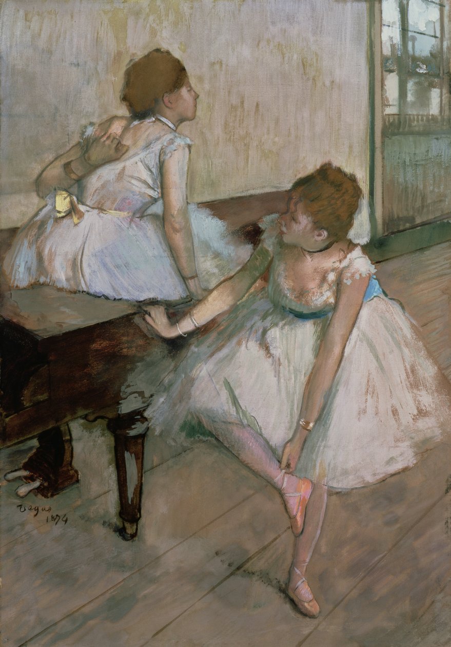 Zwei Tänzerinnen ruhen sich aus, 1874 von Edgar Degas