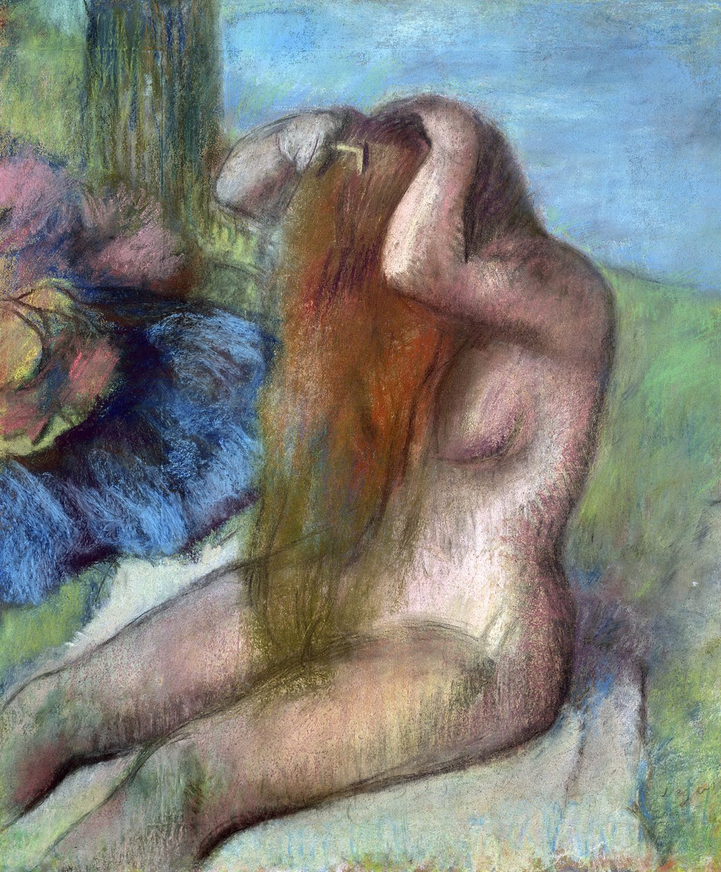 Frau, die sich die Haare macht, ca. 1895 (Pastell) von Edgar Degas