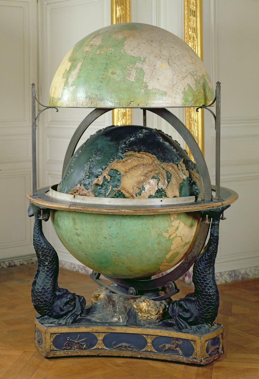 Terrestrischer und himmlischer Globus, bestellt von Ludwig XVI. (1754-93) zur Unterweisung des Dauphin, 1786 von Edme Mentelle