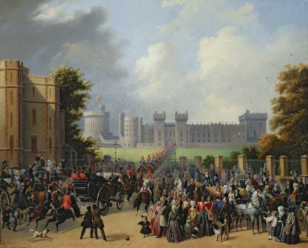 Die Ankunft von Louis-Philippe (1773-1850) im Windsor Castle, 8. Oktober 1844, 1845 von Edouard Pingret