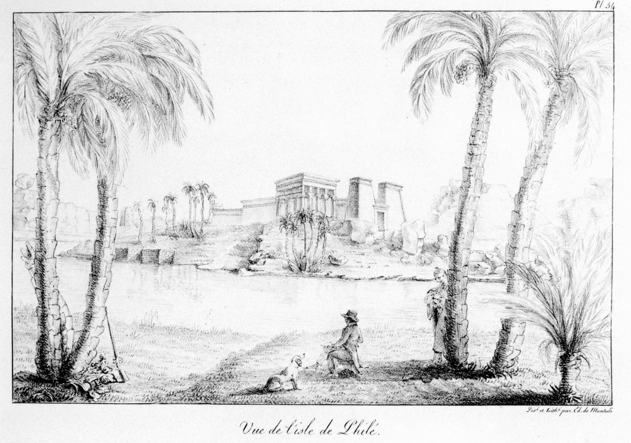 Insel Philae, aus Receuil des cartes et des vues du voyage en Amerique, en Italie, en Sicile et en Egypt 1816-21 vom Künstler von Edouard de Montule