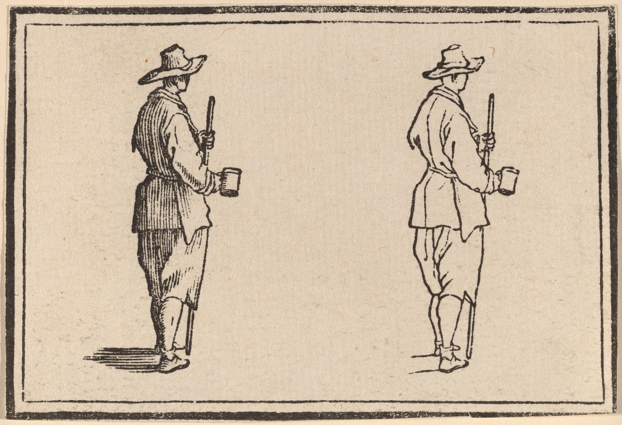 Bauer mit einer Tasse von Edouard Eckman after Jacques Callot