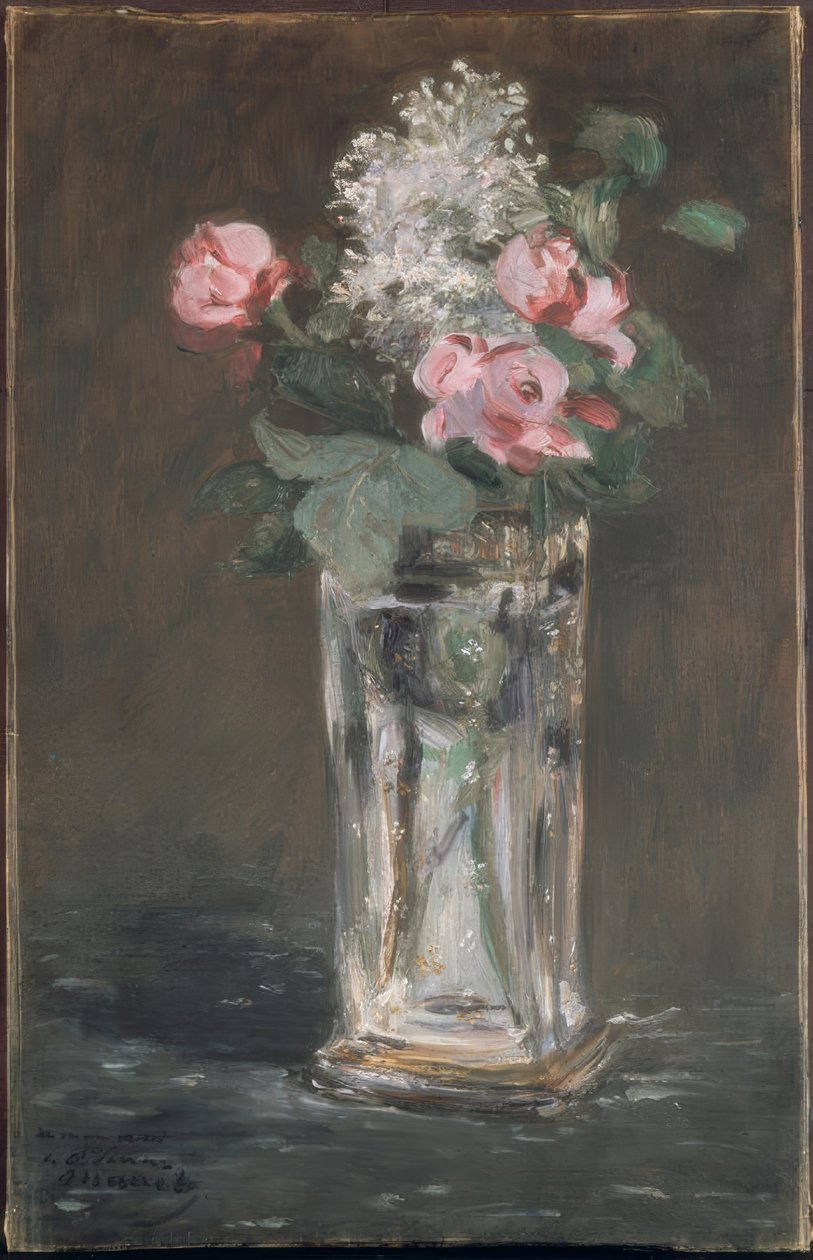 Blumen in einer Kristallvase von Édouard Manet