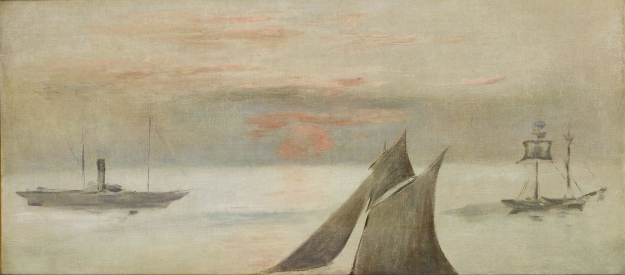 Boote auf dem Meer, Sonnenuntergang von Édouard Manet