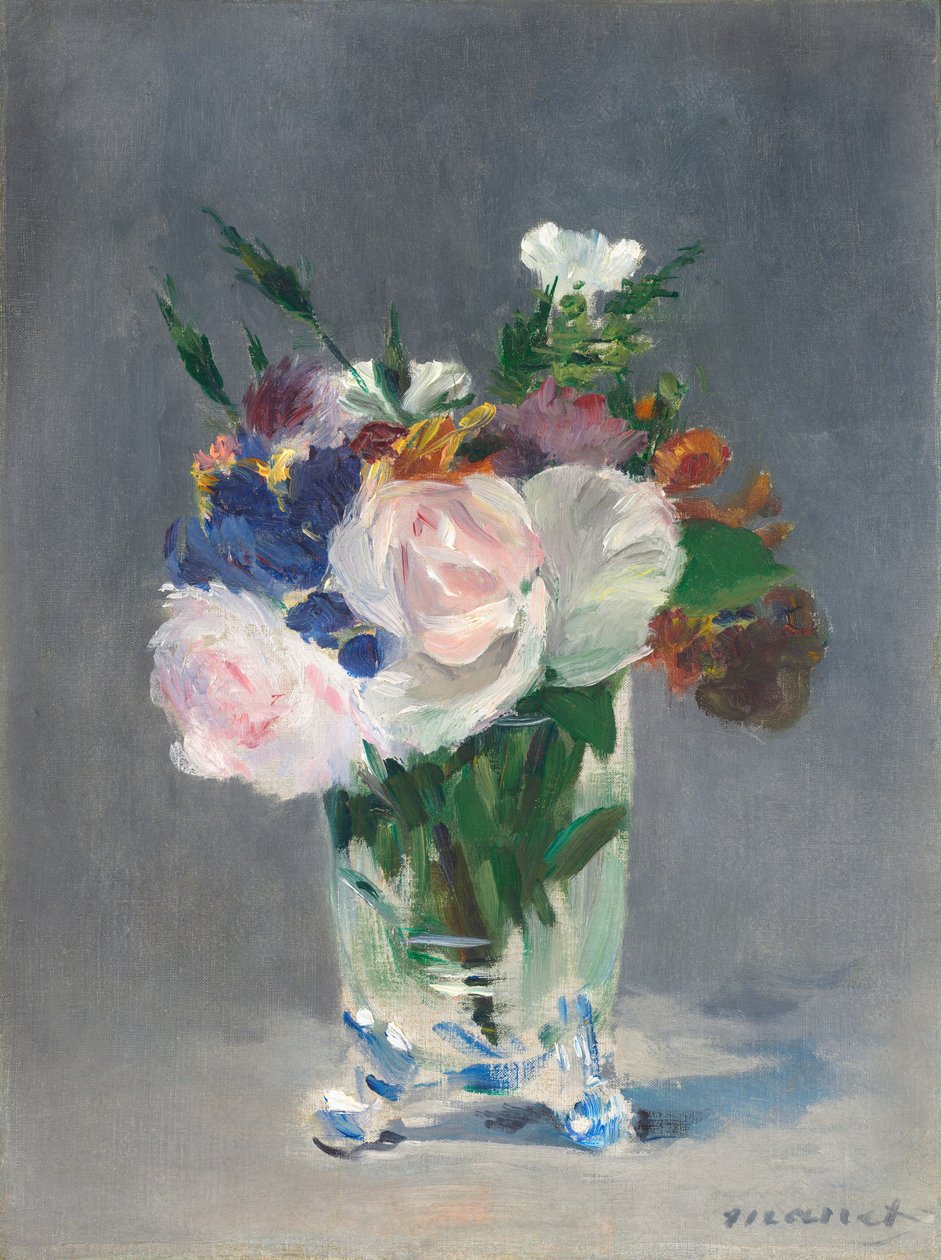Blumen in einer Kristallvase von Édouard Manet