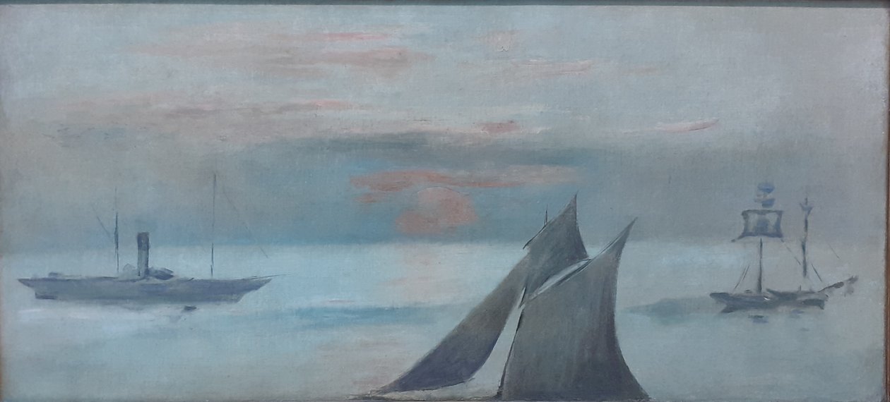 Boote auf dem Meer, Sonnenuntergang von Édouard Manet