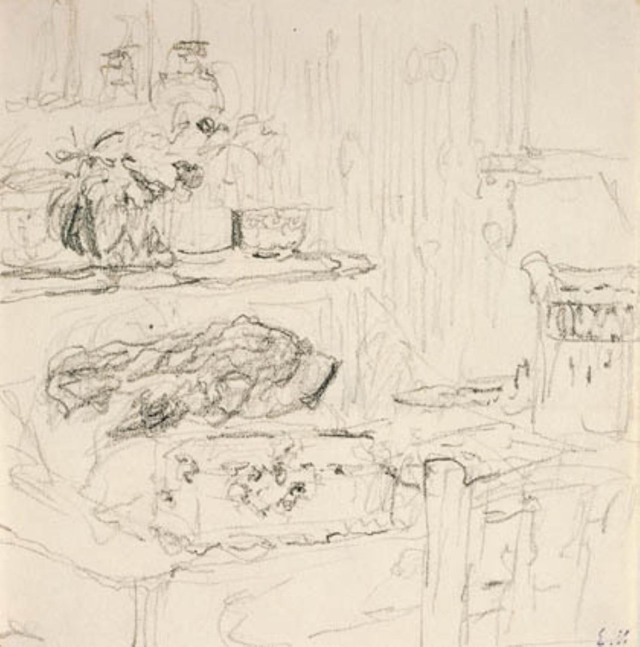 Interieur mit quadratischem Tisch von Edouard Vuillard