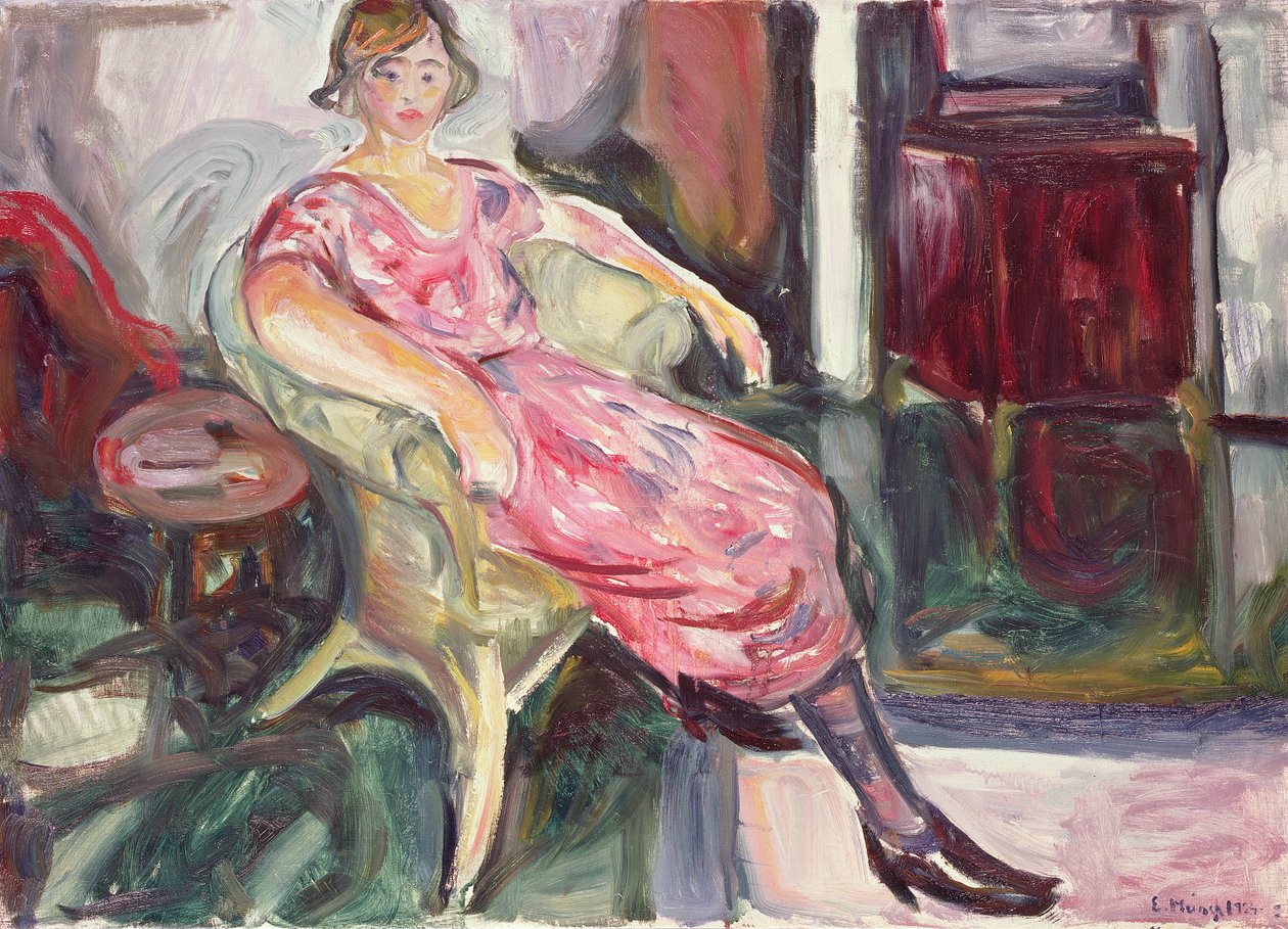 Frau in einem Korbstuhl, 1924-25 von Edvard Munch