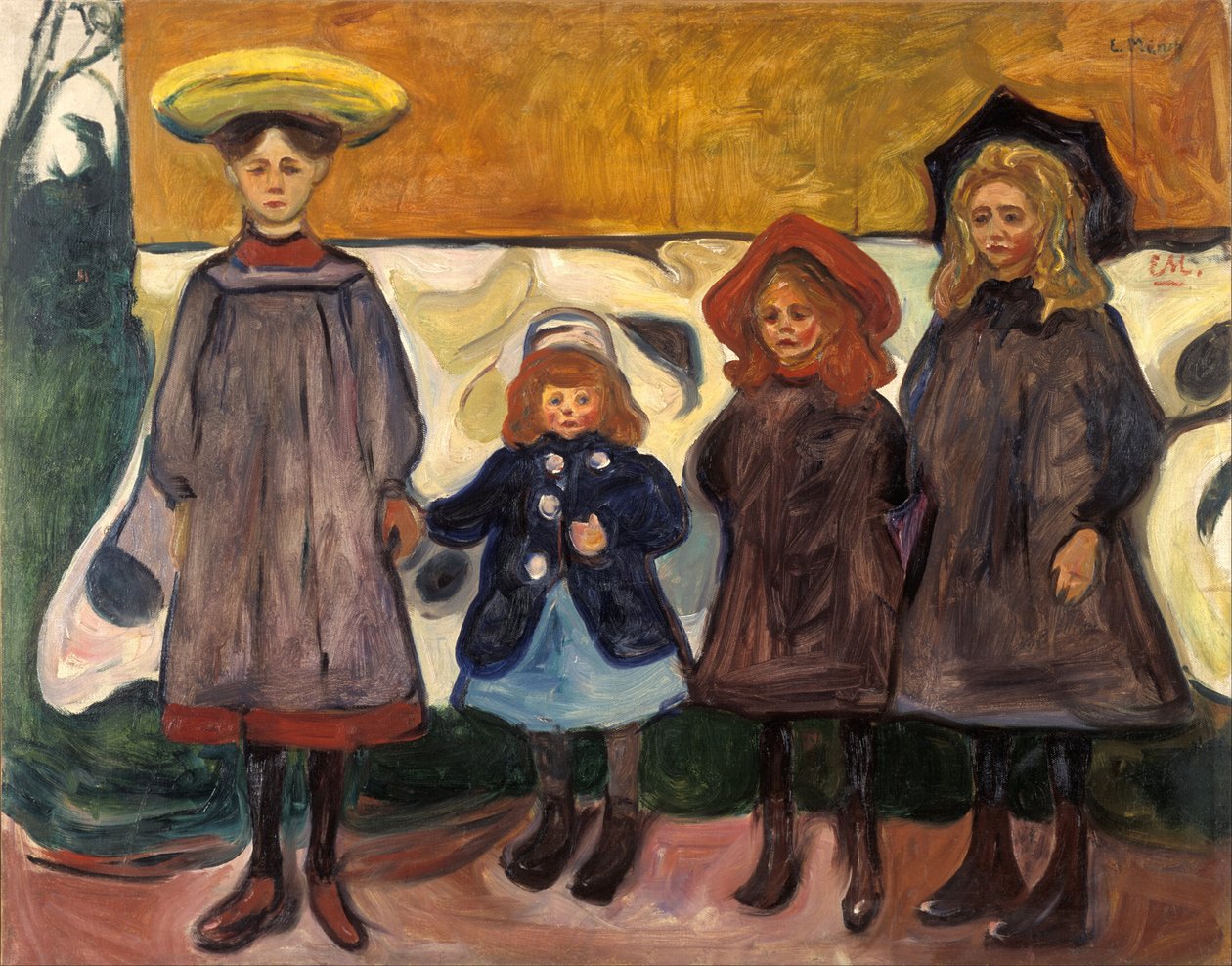 Vier Mädchen in Åsgårdstrand von Edvard Munch
