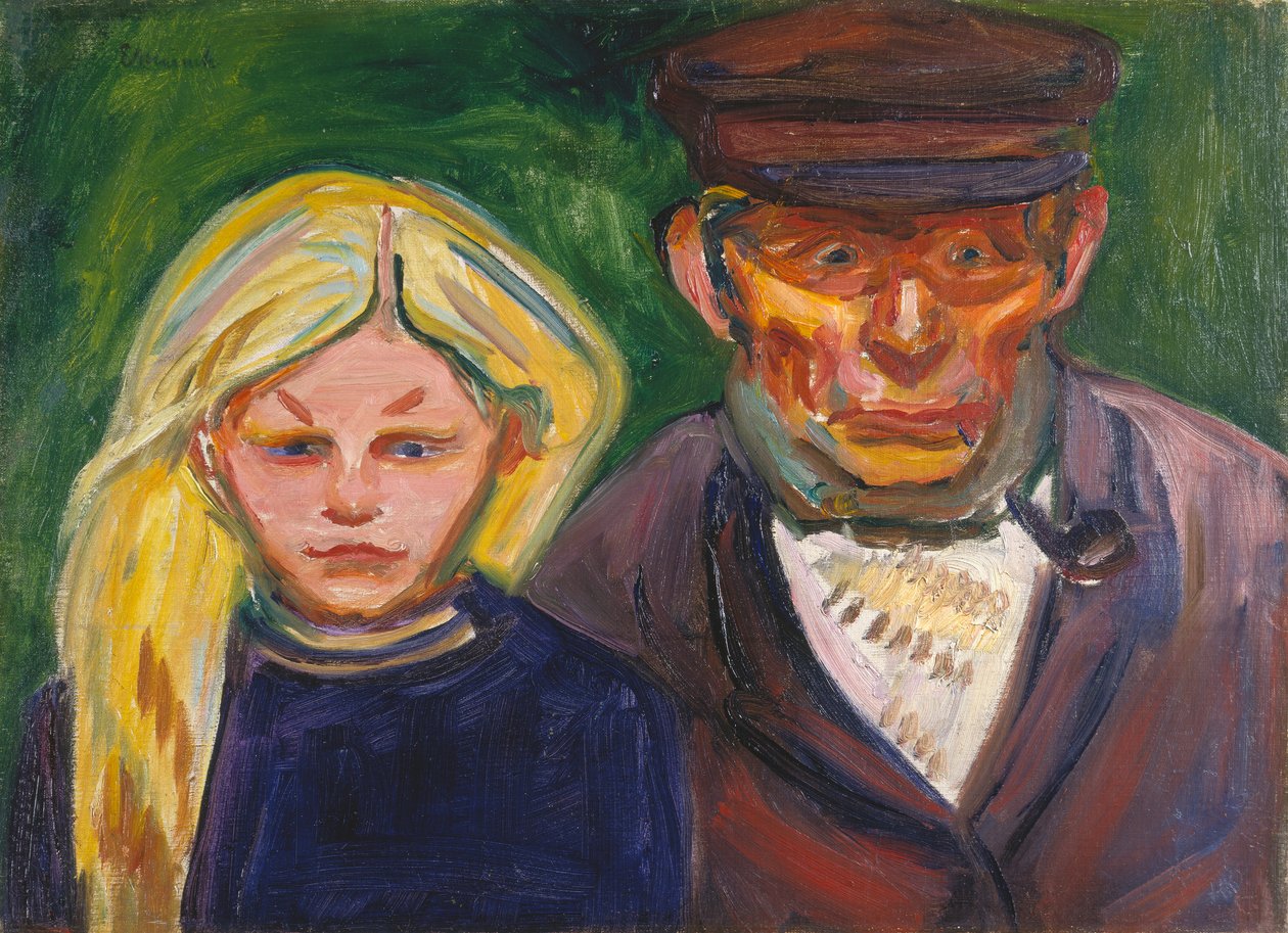 Alter Fischer und seine Tochter von Edvard Munch