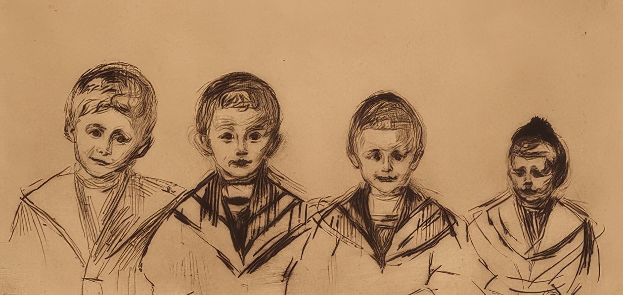 Porträt der vier Knaben Linde von Edvard Munch