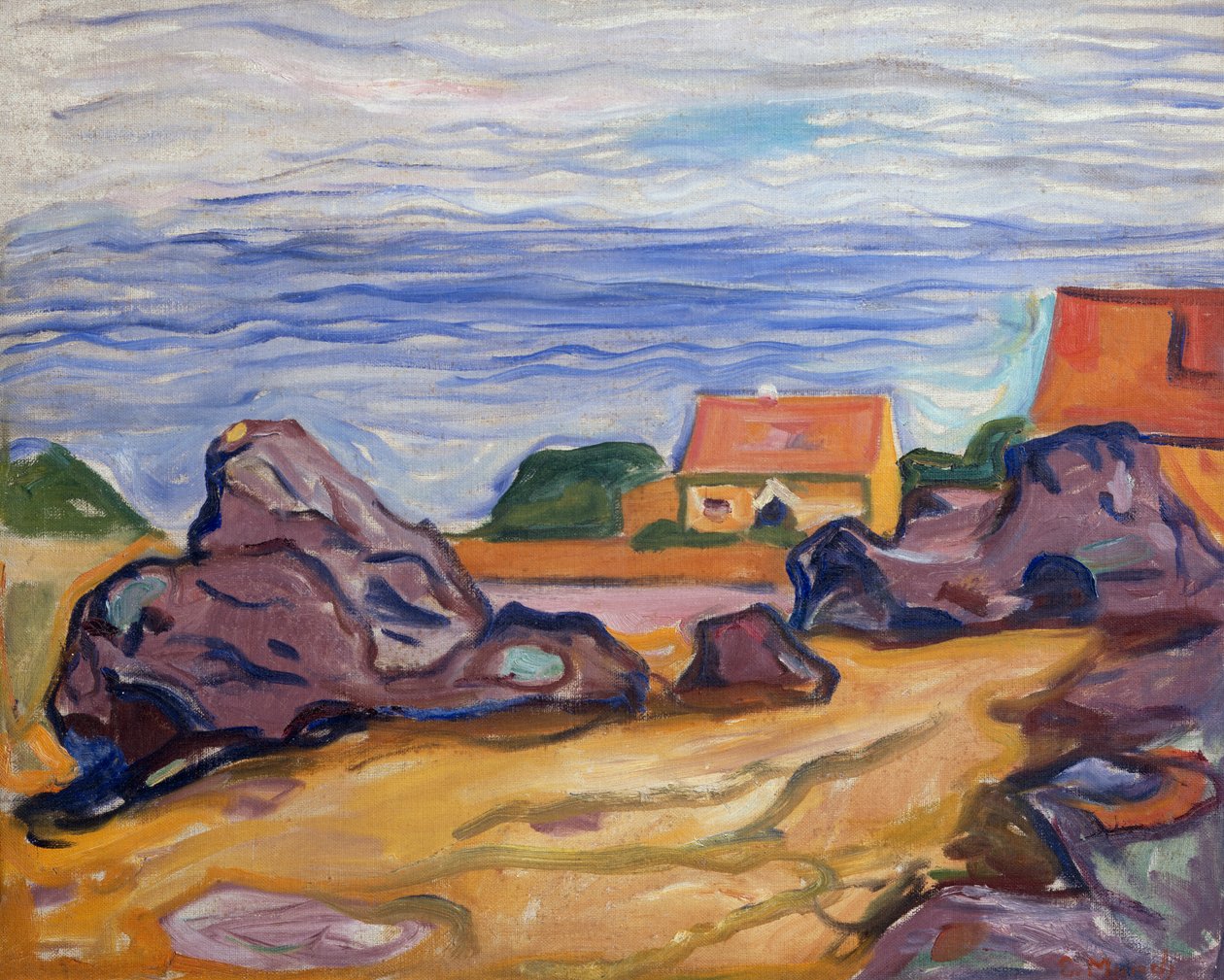 Zwei Häuser in Borre von Edvard Munch