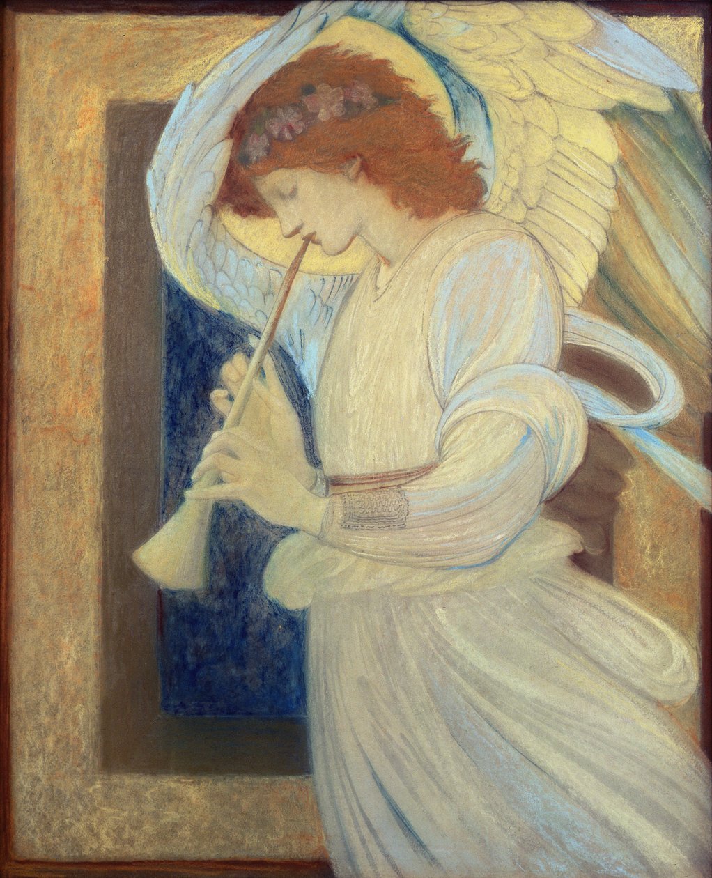 Ein Engel spielt eine Flageolett von Edward Burne Jones