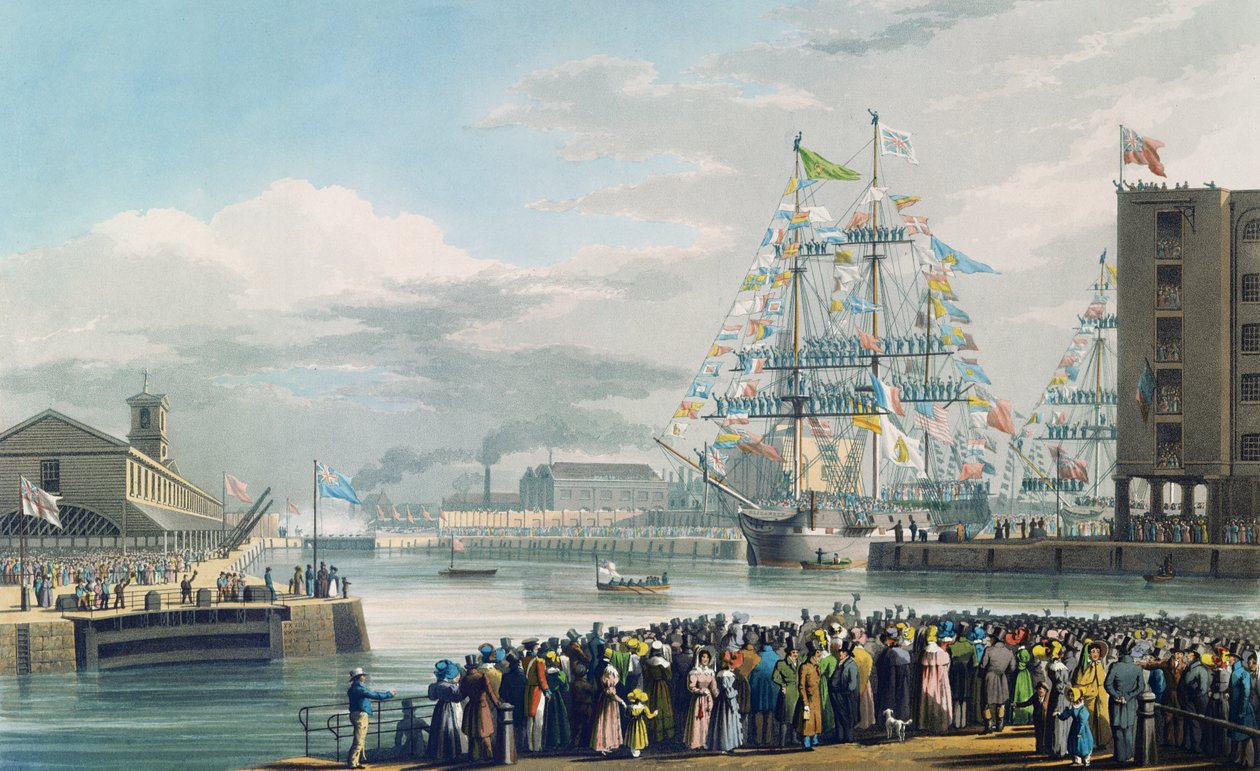 Die Eröffnung der St. Katharine Docks, Samstag, 25. Oktober 1828 von Edward Duncan