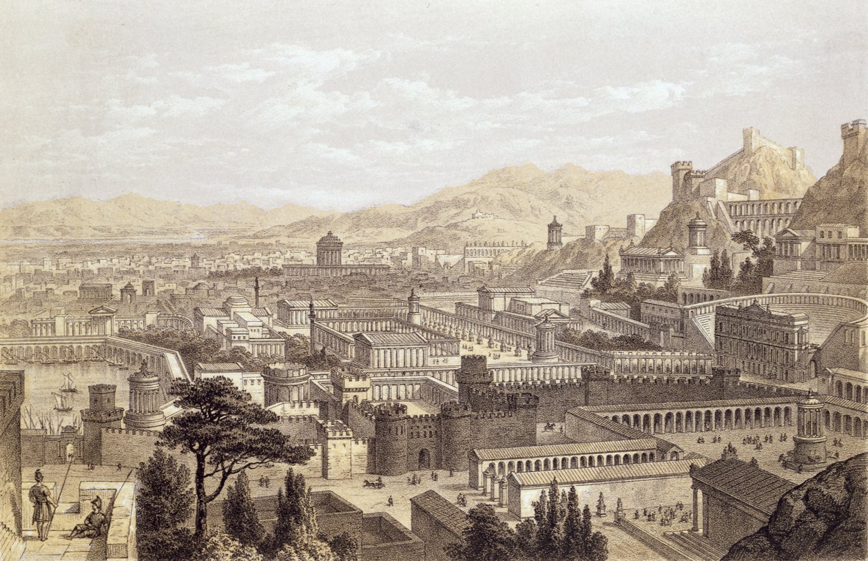 Die Stadt Ephesus vom Berg Coressus, graviert von T. Picken, 1859 von Edward Falkener