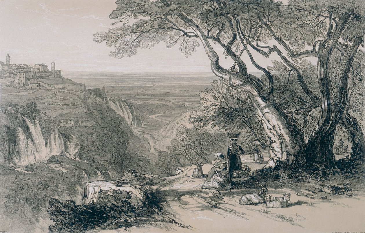 Ansichten von Rom und seiner Umgebung: Tivoli mit Blick über den Anio von Edward Lear