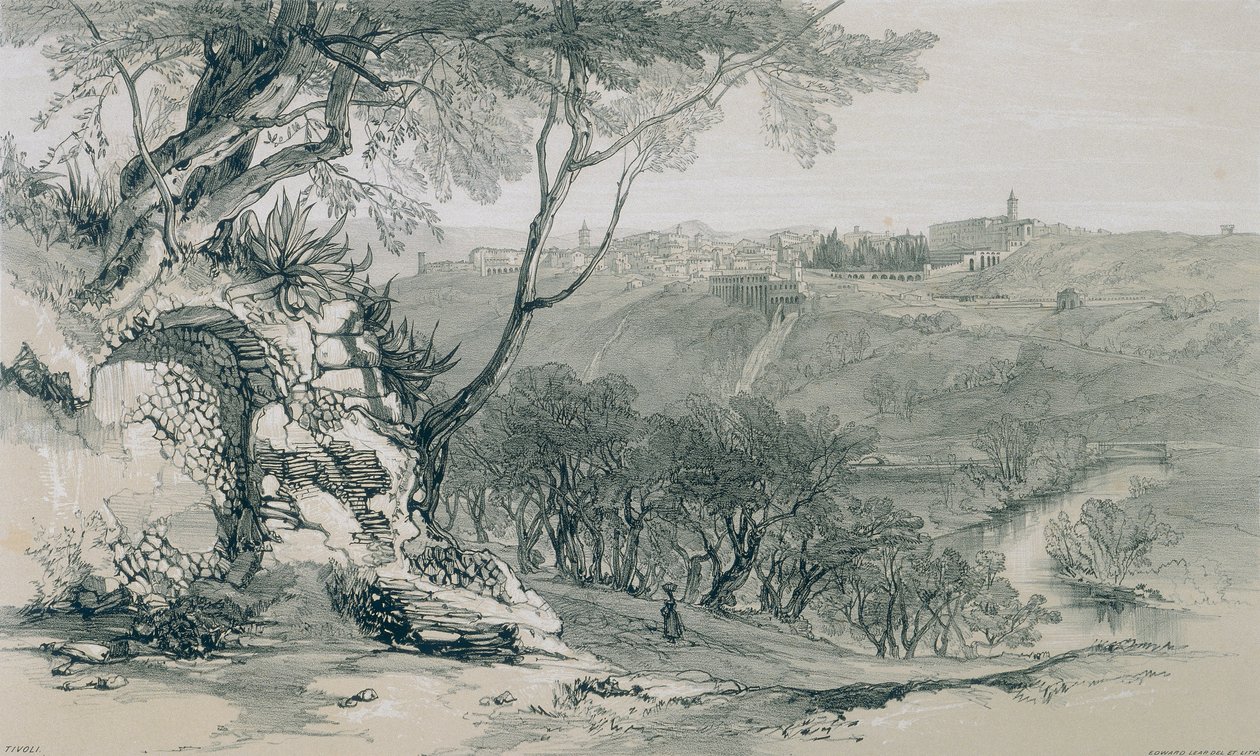 Ansichten von Rom und seiner Umgebung: Tivoli mit der Villa von Maecenas von Edward Lear