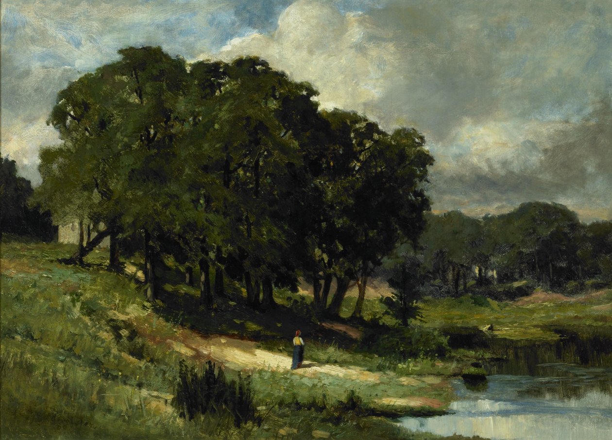 Frau, die an einem Teich steht von Edward Mitchell Bannister