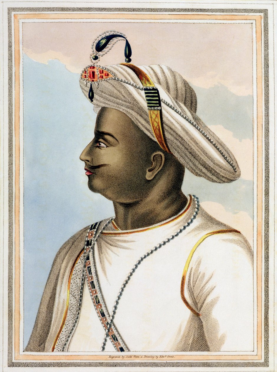 Tippoo Sultan (1749-99) Platte aus Picturesque Scenery in the Kingdom of Mysore, graviert von Edmund Scott (1758-1810), 1805 von Edward Orme
