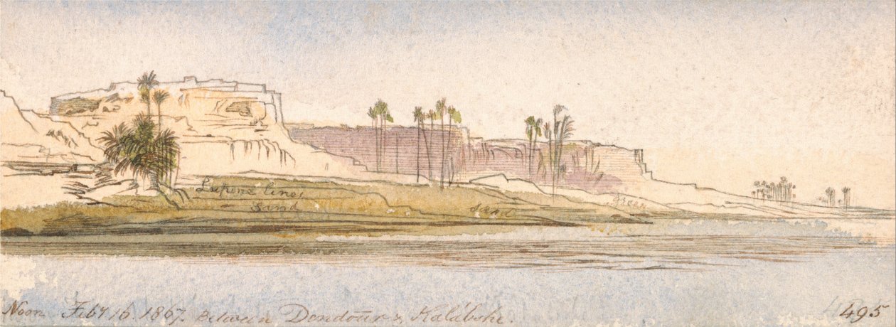 Zwischen Dendour und Kalabshe von Edward Lear