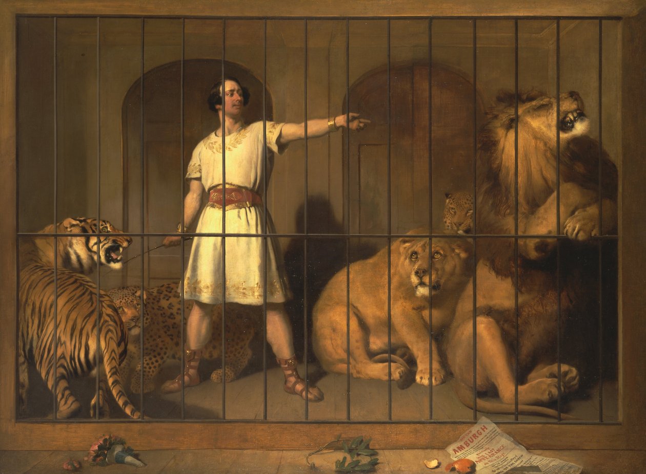 Porträt von Mr. Van Amburgh, wie er mit seinen Tieren in den Londoner Theatern auftrat von Edwin Landseer