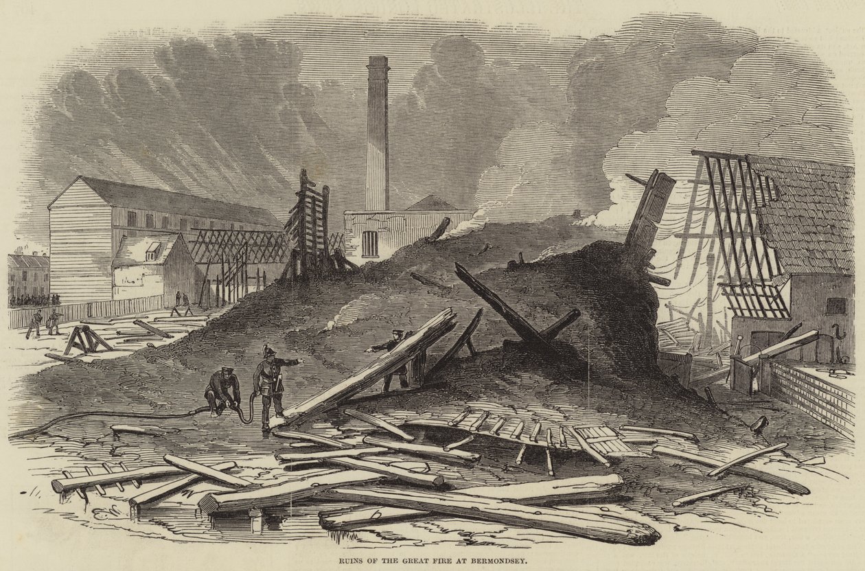 Ruinen des großen Feuers in Bermondsey von Edwin Weedon