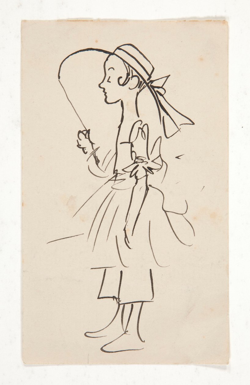 Karikatur eines jungen Mädchens von Edwin Austin Abbey
