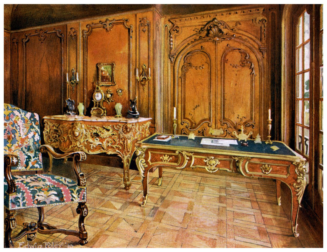 Französisches getäfeltes Zimmer, Wallace Collection, London, 1911-1912 von Edwin Foley