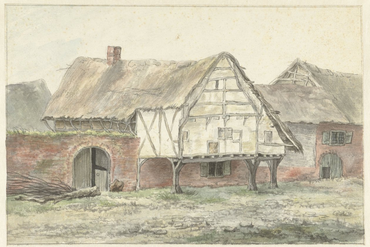 Bauernhof mit einer Mauer von Egbert van Drielst