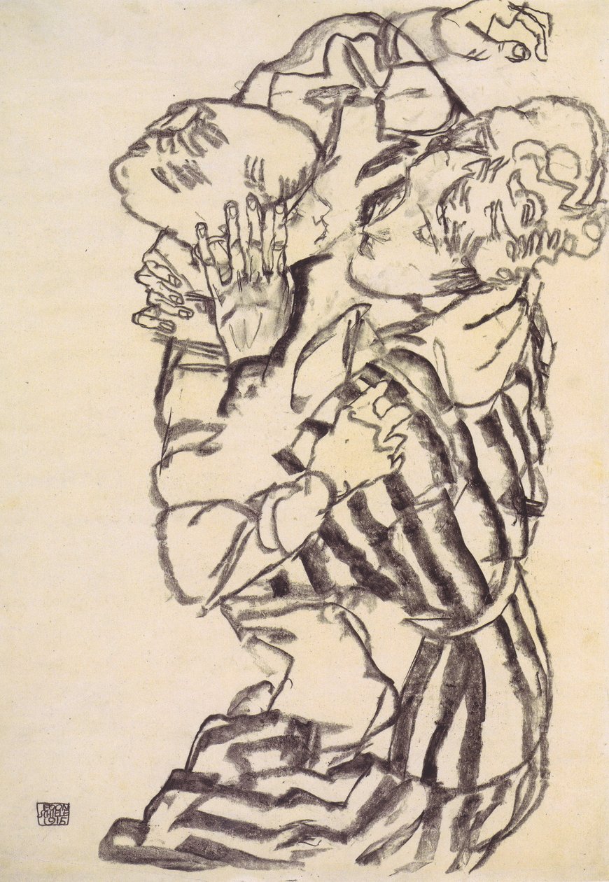 Edith Schiele mit ihrem Neffen von Egon Schiele
