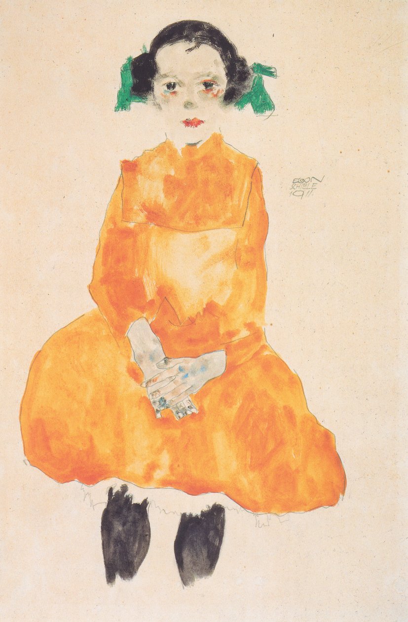 Mädchen im ockergelben Kleid von Egon Schiele