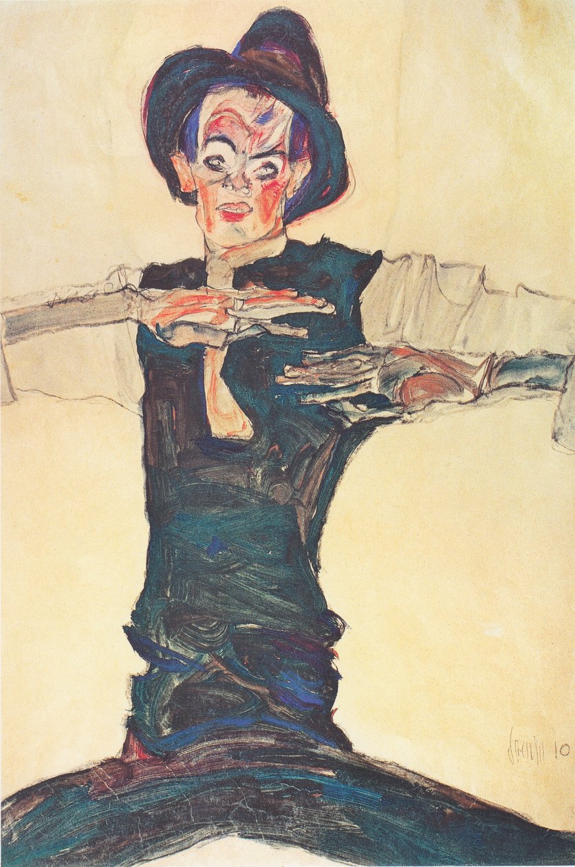 Selbstbildnis mit braunem Hut von Egon Schiele