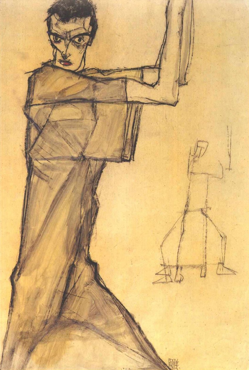 Selbstbildnis mit erhobenen Armen von Egon Schiele