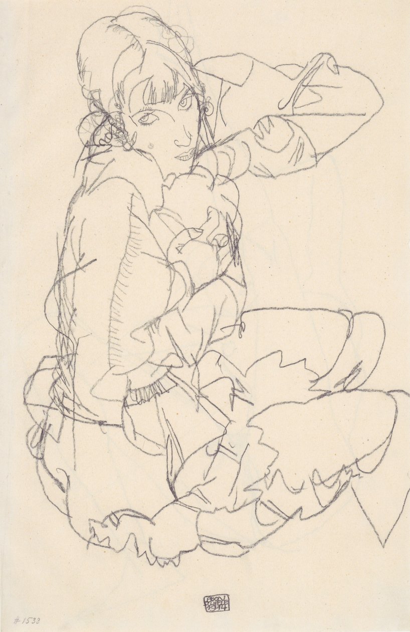 Sitzendes Mädchen von Egon Schiele