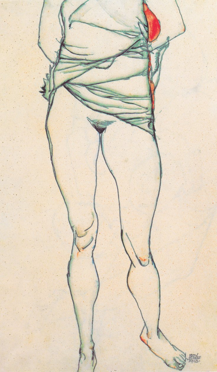 Weiblicher Torso mit hochgezogenem Hemd von Egon Schiele