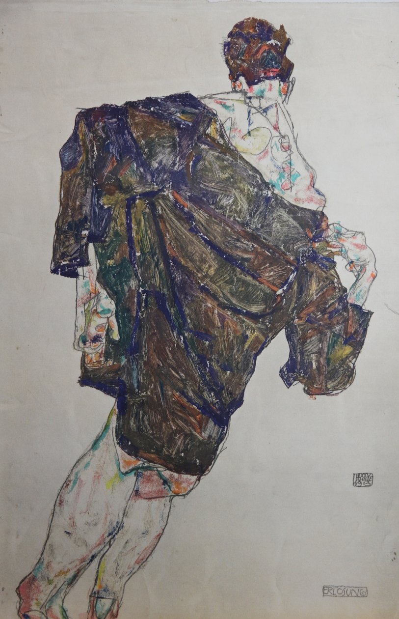 Figur mit Mantel, 1913 von Egon Schiele