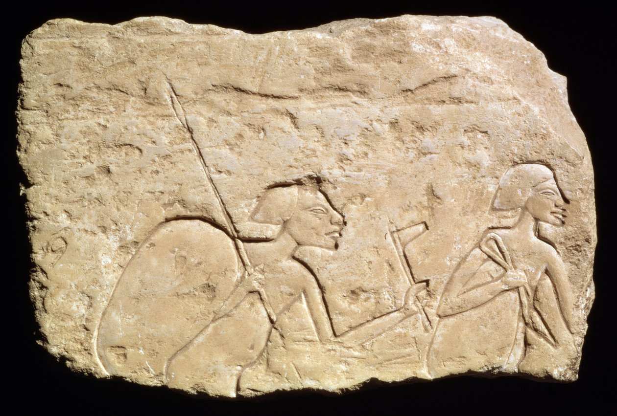 Relief, das zwei Soldaten darstellt, Neues Reich, ca. 1353-1335 v. Chr. von Egyptian 18th Dynasty