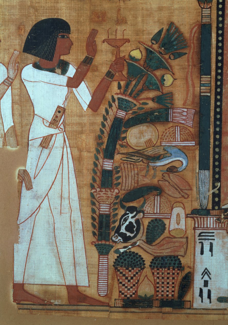 Die Räucherung des Osiris, Seite aus dem Totenbuch des Neb-Qued, Ägyptisch, Neues Reich von Egyptian 19th Dynasty
