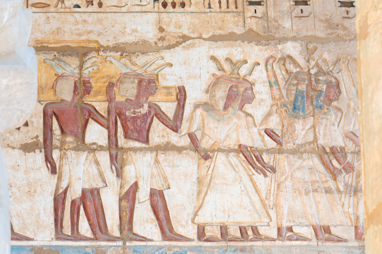 Gemaltes Reliefbild im Gewölbe von Egyptian 20th Dynasty