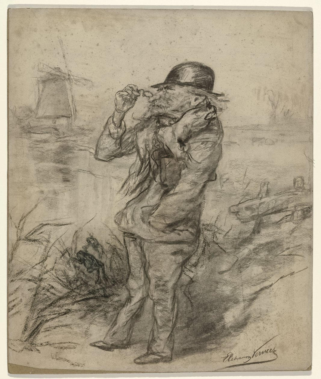 Karikaturporträt des Malers Paul Gabriel von Elchanon Verveer