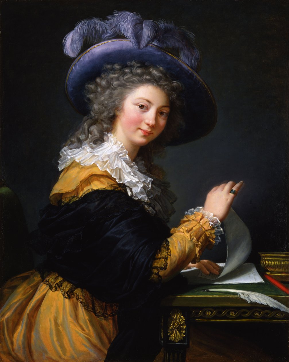 Comtesse de Cérès (ehemaliger Titel 1963-1992) - Dame, die einen Brief faltet von Elisabeth Louise Vigee Lebrun