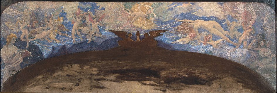 Poesie und Liebe trennen Tugend von Laster - Studie für das erste Fries des Proszeniums des Munical Theaters von Rio de Janeiro von Eliseu Visconti
